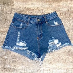 High waisted denim shorts